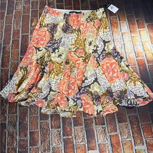 Ralph Lauren Floral Midi Skirt - Orange, Purple, Cream